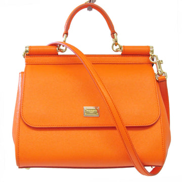 DOLCE & GABBANA Sicily Women's Leather Handbag,Shoulder Bag Orange