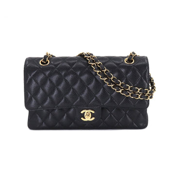 CHANEL Matelasse 25 Chain Shoulder Bag Caviar Skin Black A01112 Gold Hardware