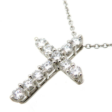 TIFFANY Diamond Small Cross Pendant Women's Necklace Pt950 Platinum