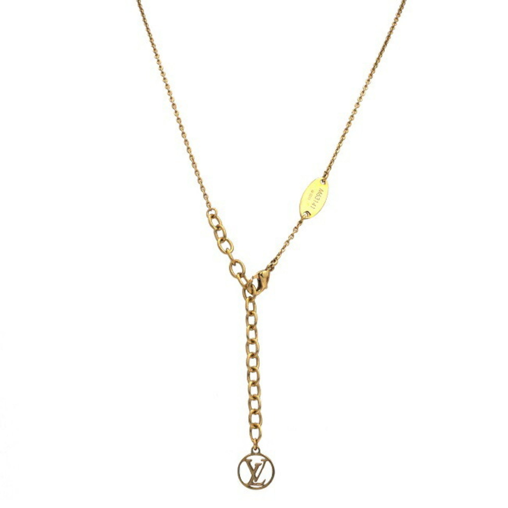 Louis+Vuitton+Nanogram+Necklace+M63141+Silver+Gold+Plated+Monogram
