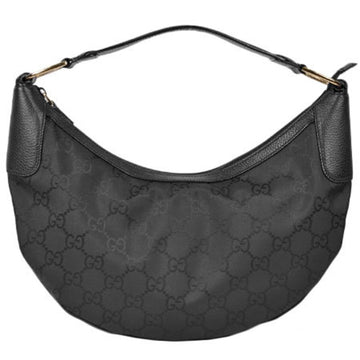 Gucci one shoulder bag GG nylon canvas leather black 257297