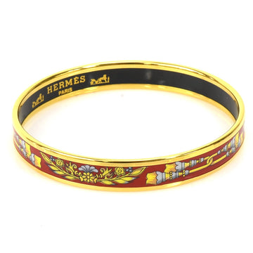 HERMES Bangle Bracelet Email Metal/Enamel Gold/Dark Red/Multicolor Unisex e56071g