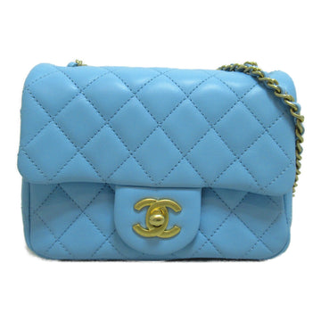 CHANEL Mini Matelasse ChainShoulder bag Blue Light blue Lambskin [sheep leather]