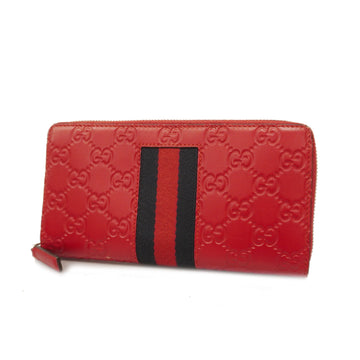 GUCCIAuth ssima Bi-fold Long Wallet Silver Hardware 408831 Women's Leather Red Color