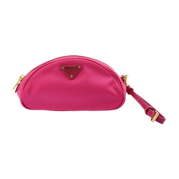 PRADA Pouch 1N1867 Nylon Fuchsia Pink Gold Hardware Wristlet Travel Accessory Case Testuto