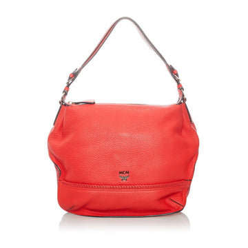 MCM shoulder bag red leather ladies