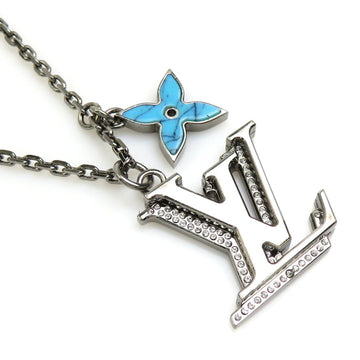 LOUIS VUITTON Necklace Pendant LV Initial Metal Silver x Turquoise M80208