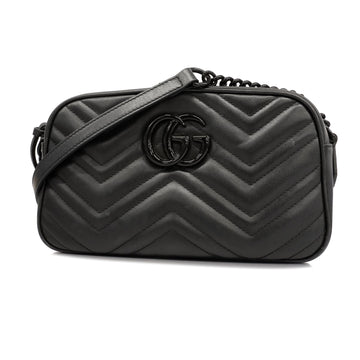 GUCCIAuth  GG Marmont Shoulder Bag 447632 Women's Leather Shoulder Bag Black