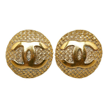 CHANEL Decacoco Cocomark Large Earrings Gold Plated Women's