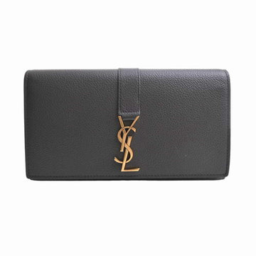 SAINT LAURENT leather folio long wallet gray ladies