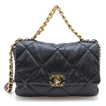 Chanel19 large handbag ladies' AS1161 lambskin black