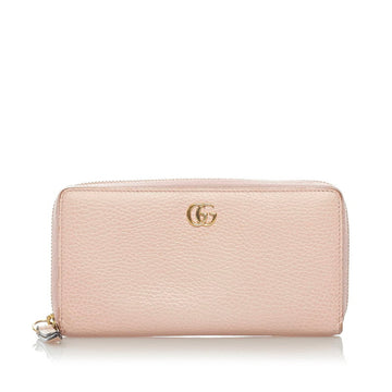 Gucci GG Marmont Round Long Wallet 456117 Pink Leather Ladies GUCCI