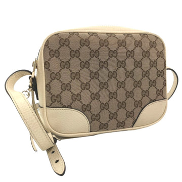 GUCCI Shoulder Bag GG Canvas Outlet 449413 Leather Beige Ladies