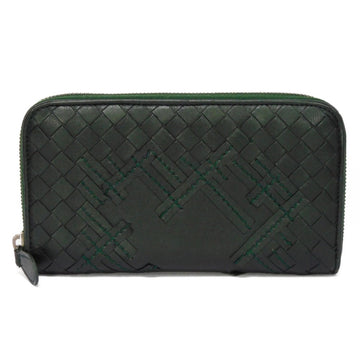 BOTTEGA VENETA Long Wallet Stitch Zip Around Intrecciato Metallic Dark Green 114076 VP561 3320 Men's Billfold