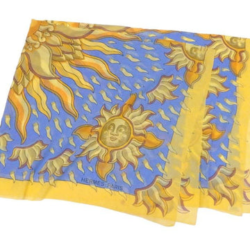 HERMES shawl stole scarf cotton yellow x multicolor ladies