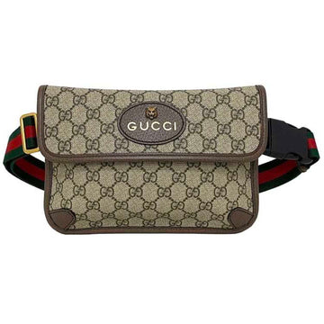 GUCCI Body Bag Beige Brown Green Red GG Supreme 493930 PVC Leather Canvas  Belt Waist Sherry