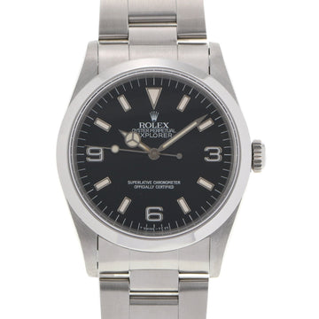 ROLEX Explorer tritium 14270 men's SS watch self-winding black dial