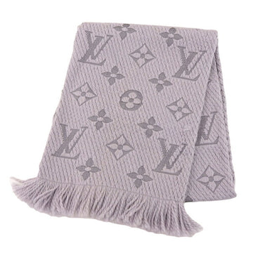 LOUIS VUITTON Wool Silk Escharpe Logomania Muffler M74742 Gray Ladies