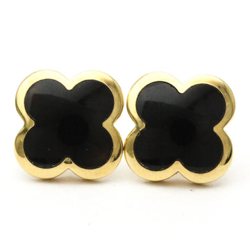 Van Cleef & Arpels Pure Alhambra Earrings Onyx Yellow Gold (18K) Stud Earrings