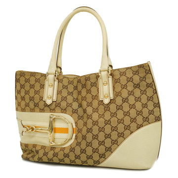 GUCCIAuth  Horsebit Tote Bag 137385 Women's GG Canvas Beige,Ivory