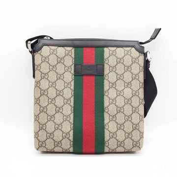 GUCCI Shoulder Bag Sherry Line GG Canvas Leather 471454 Black Beige