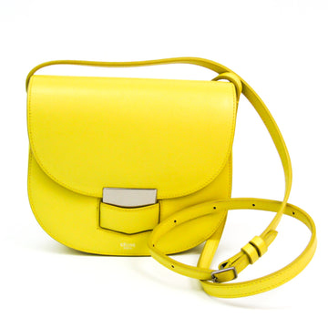 Celine Trotter Medium 179013 Women's Leather Shoulder Bag Yellow