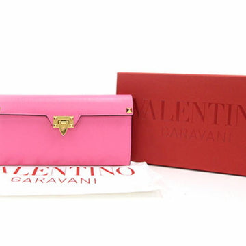 VALENTINO GARAVANI Garavani Bifold Long Wallet Rockstuds XW2P0W68 Pink Red Leather Women's ALCOVE  GARAVANI