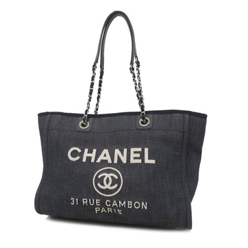 Chanel Deauville 2way Bag Women's Denim Tote Bag Navy