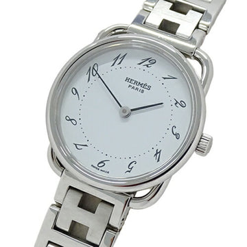 HERMES watch ladies' also quartz stainless steel SS AR3.210 silver white polished