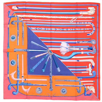 HERMES Carre 90 Cane Cannes et Silk Orange Scarf Muffler