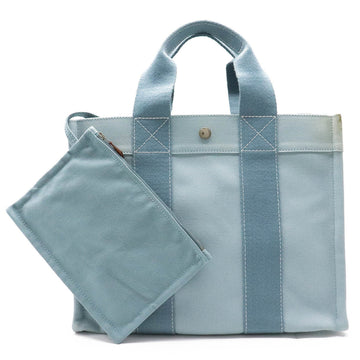 HERMES Deauville MM tote bag handbag canvas light blue