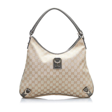 GUCCI GG Canvas Abbey Handbag Shoulder Bag 130737 Beige Leather Ladies