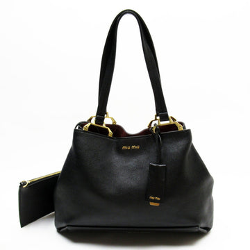 Miu Miu MIU Handbag Black Gold Leather 5BG025