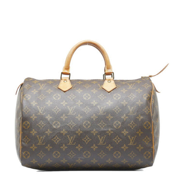 LOUIS VUITTON Monogram Speedy 35 Handbag Boston Bag M41524 Brown PVC Leather Ladies