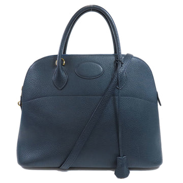 HERMES Bolide 37 Navy Handbag Fjord Women's