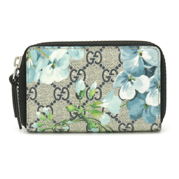 Gucci GG Blooms Round Coin Case Purse PVC Blue 410220