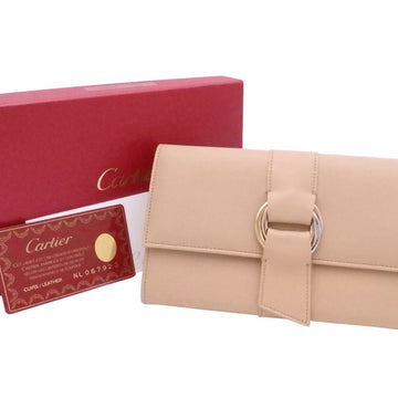 CARTIER Trifold Wallet Trinity Leather Beige