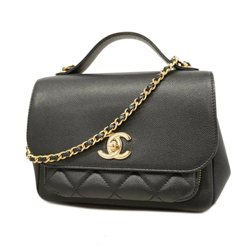 Chanel Matelasse 2way Bag Chain Shoulder Women's Caviar Leather Black