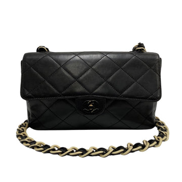 CHANEL Matelasse Cocomark Plastic Chain Lambskin Shoulder Bag Black 42288