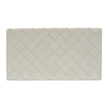 BOTTEGA VENETA Intrecciato Leather Flap Bifold Long Wallet 600873 White