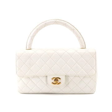 CHANEL Matelasse parent-child bag parents only hand leather white gold metal fittings vintage Hand Bag