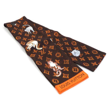 LOUIS VUITTON Scarf Catgram Bandeau Silk Marron Unisex MP2268