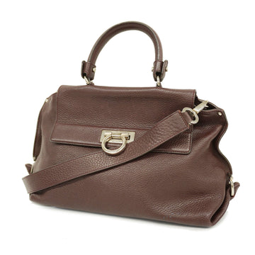 SALVATORE FERRAGAMOAuth  Gancini 2 Way Bag Women's Leather Handbag,Shoulder Bag Bordeaux