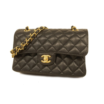 Chanel Matelasse W Flap W Chain Shoulder Bag Lambskin Women's Black