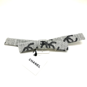 CHANEL Valletta 22S Canvas White Black Silver Metal Fittings Women's Accessories