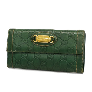 GUCCIAuth ssima Bi-fold Long Wallet Gold Hardware 146199 Women's Leather Long Wallet [bi-fold] Green