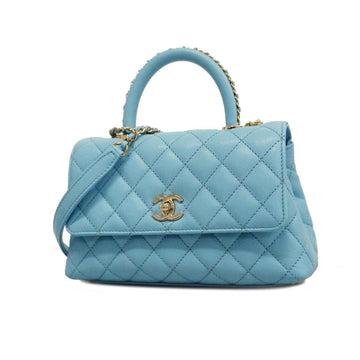 CHANEL Handbag Matelasse Chain Shoulder Caviar Skin Light Blue Gold Hardware Women's