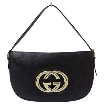 Gucci bag ladies shoulder leather black 161727