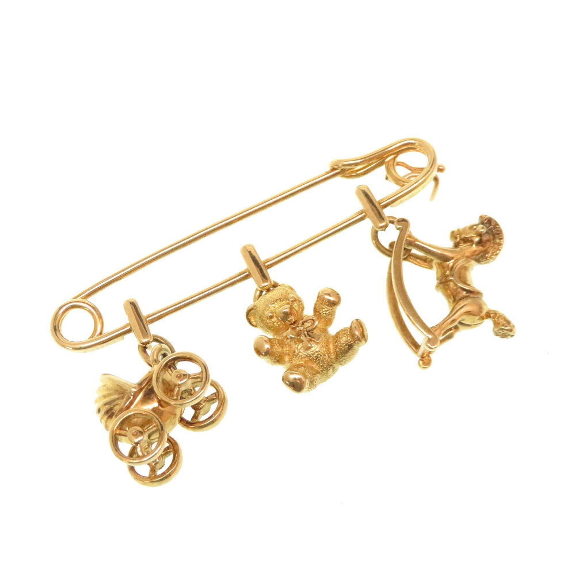 Cartier Rocking Horse Stroller Baby Mother Car Bear Brooch K18 Yellow