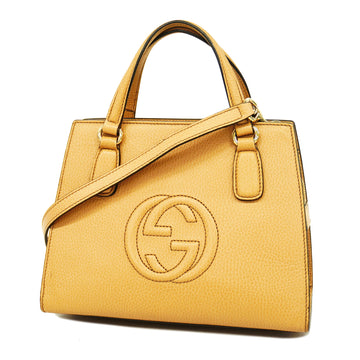 GUCCIAuth  Soho 2way Bag 607722 Women's Leather Handbag,Shoulder Bag Beige